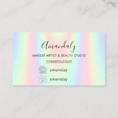 爪、 ネイルメイクアップアーティストロゴホログラフマーメイドFBINSTA 名刺 (裏面)