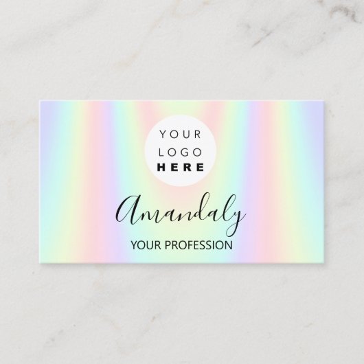 爪、 ネイルメイクアップアーティストロゴホログラフマーメイドFBINSTA 名刺 (正面)