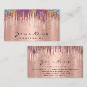 爪、 ネイルメイクアップアーティスト自筆証書バラ金ゴールド 名刺 (正面/裏面)