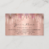 爪、 ネイルメイクアップアーティスト自筆証書バラ金ゴールド 名刺 (裏面)