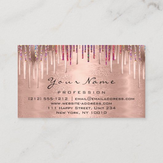 爪、 ネイルメイクアップアーティスト自筆証書バラ金ゴールド 名刺 (裏面)