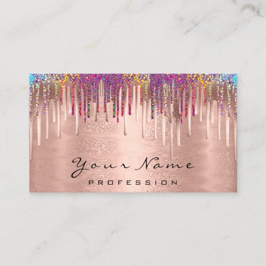 爪、 ネイルメイクアップアーティスト自筆証書バラ金ゴールド 名刺 (正面)