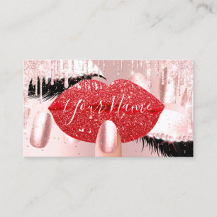 爪、 ネイルメイクアップアーティストRedキスLip Lash QRCODEロゴ 名刺
