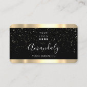 爪、 ネイルメイクアップスタイリスト金ゴールド紙吹雪ブラックロゴ 名刺 (正面)