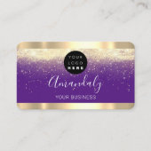 爪、 ネイルメイクアップスタイリスト金ゴールド紫バイオレットロゴ 名刺 (正面)