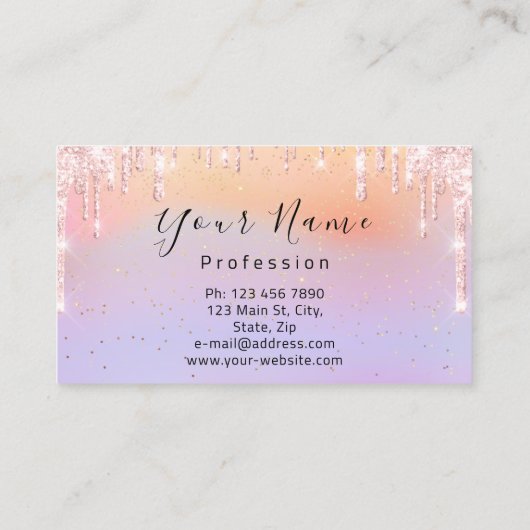 爪、 ネイルメイクアップパープルピンクのドリップスキス唇Luminous 名刺 (裏面)