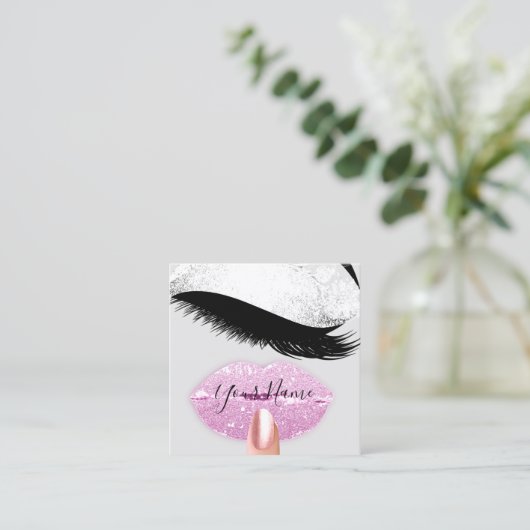 爪、 ネイルメイクアップブティックピンクグレーキスリップズラッシュ スクエア名刺 (スタンド正面)