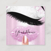 爪、 ネイルメイクアップブティックピンクシルバーキスリップラッシュズ スクエア名刺 (正面)