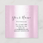 爪、 ネイルメイクアップブティックピンクシルバーキスリップラッシュズ スクエア名刺 (裏面)