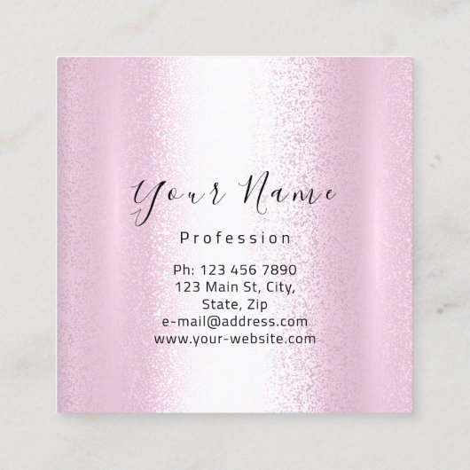 爪、 ネイルメイクアップブティックピンクシルバーキスリップラッシュズ スクエア名刺 (裏面)