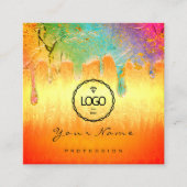 爪、 ネイルメイクアップホログラフィックドリップマーメイドロゴQRコード スクエア名刺 (正面)