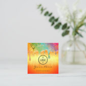 爪、 ネイルメイクアップホログラフィックドリップマーメイドロゴQRコード スクエア名刺 (スタンド正面)