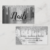 爪、 ネイルモダングリッターシルバー名刺 名刺 (正面/裏面)