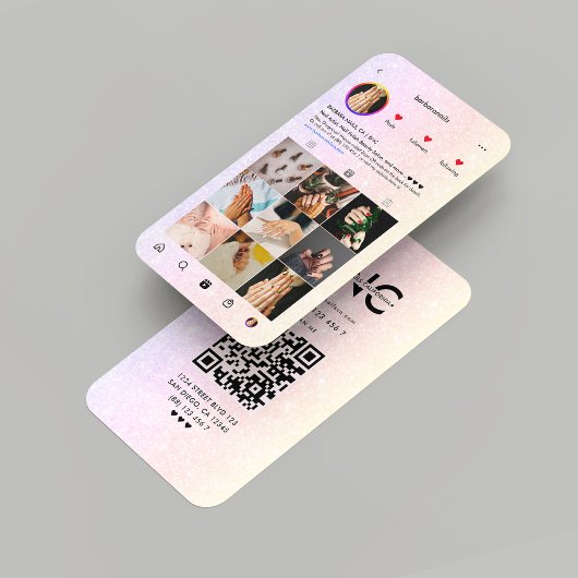 爪、 ネイルモダンサロンネイルアーティストピンクインスタグラム 名刺