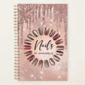 爪、 ネイルモダンバラ金ゴールドグリッタードリップアポイントメント プランナー手帳 (正面)