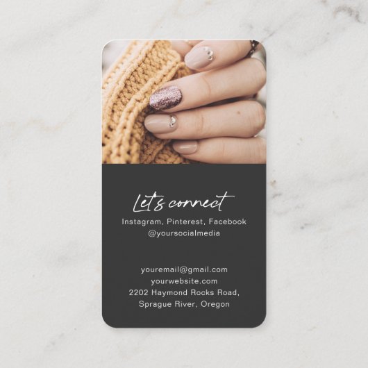 爪、 ネイルモダン向けのおしゃれなQRコード写真名刺 名刺 (裏面)