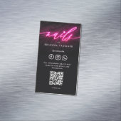 爪、 ネイルモダン美しいサロンネイルアーティストホットピンクQR マグネット名刺 (インサイチュ)