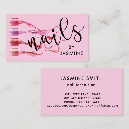 爪、 ネイルモダン赤面 名刺 (正面/裏面)
