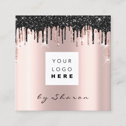 爪、 ネイルラッシュブラックドリップ6パンチロゴバラ スクエア名刺 (正面)