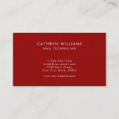 爪、 ネイルレッドアニマルプリントネイリスト 名刺 (裏面)