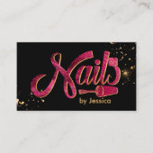 爪、 ネイルロゴグラフィック – ピンクグリッター爪、 ネイルポーランド 名刺 (正面)