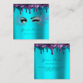 爪、 ネイルワックス睫毛脱毛ブルーターコイズ スクエア名刺 (正面/裏面)