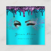 爪、 ネイルワックス睫毛脱毛ブルーターコイズ スクエア名刺 (正面)