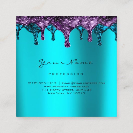 爪、 ネイルワックス睫毛脱毛ブルーターコイズ スクエア名刺 (裏面)