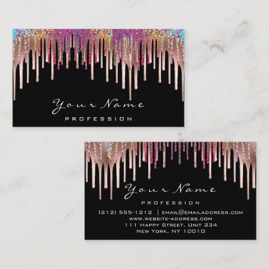 爪、 ネイルワックス脱毛メイクアップバラドリップホログラフ 名刺 (正面/裏面)