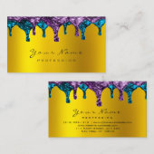 爪、 ネイルワックス脱毛脱毛パープルティール（緑がかった色）金ゴールド 名刺 (正面/裏面)