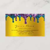 爪、 ネイルワックス脱毛脱毛パープルティール（緑がかった色）金ゴールド 名刺 (裏面)