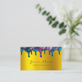 爪、 ネイルワックス脱毛脱毛パープルティール（緑がかった色）金ゴールド 名刺 (スタンド正面)