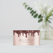 爪、 ネイルワックス脱毛脱毛ピンクチョコレートケーキ 名刺 (スタンド正面)