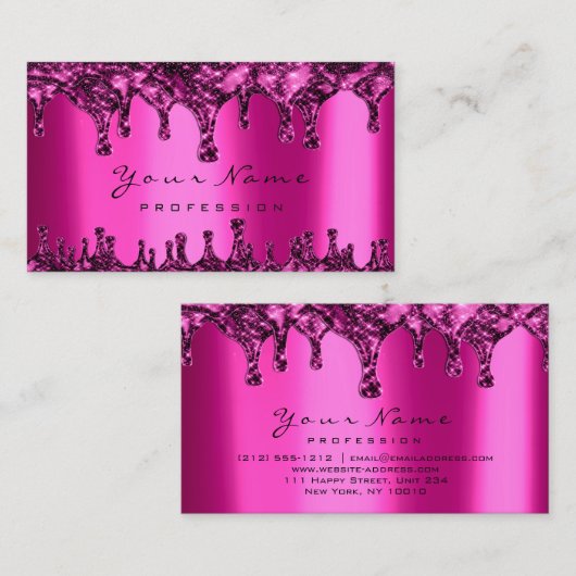 爪、 ネイルワックス脱毛脱毛ピンク明るい赤紫色ネオン 名刺 (正面/裏面)