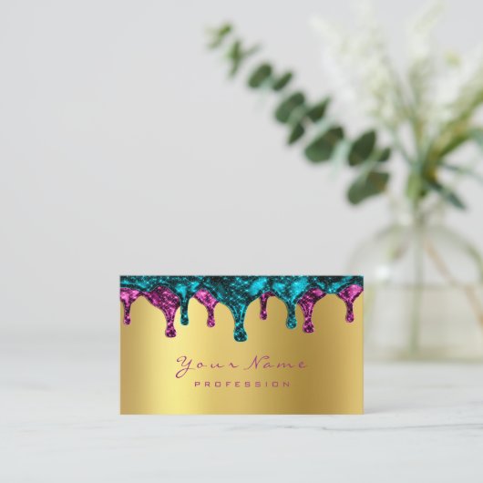 爪、 ネイルワックス脱毛脱毛ピンク金ゴールドブルーティール(緑がかった色) 名刺 (スタンド正面)