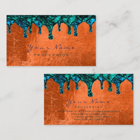 爪、 ネイルワックス脱毛脱毛ブルーティール（緑がかった色）サンゴ 名刺 (正面/裏面)