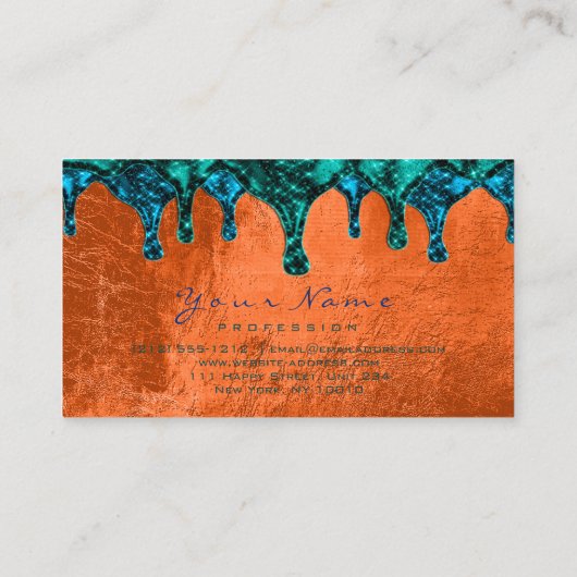 爪、 ネイルワックス脱毛脱毛ブルーティール（緑がかった色）サンゴ 名刺 (裏面)