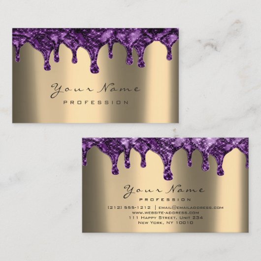 爪、 ネイルワックス脱毛脱毛紫バイオレットセピア 名刺 (正面/裏面)