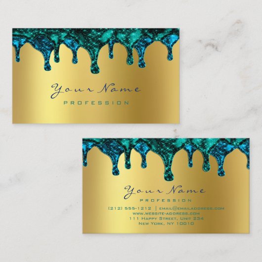 爪、 ネイルワックス脱毛脱毛金ゴールドブルーティール(緑がかった色)ネイビー 名刺 (正面/裏面)