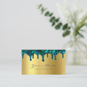 爪、 ネイルワックス脱毛脱毛金ゴールドブルーティール（緑がかった色）ネイビー 名刺 (スタンド正面)