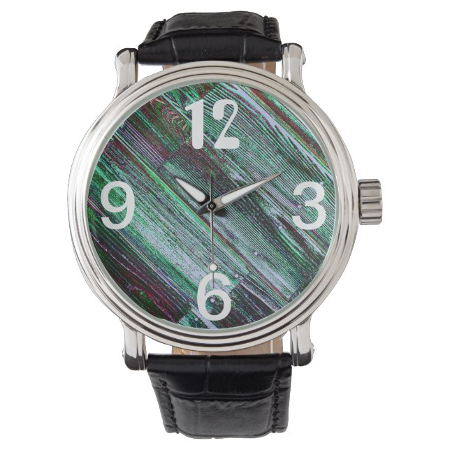 爪、 ネイル付きポスタリゼーション木床 腕時計 (正面)