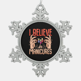 爪、 ネイル信じ技術 スノーフレークピューターオーナメント