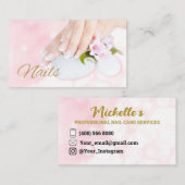 爪、 ネイル名刺マニキュアミニマリストピンク金ゴールド 名刺 (正面/裏面)