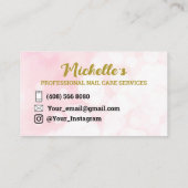 爪、 ネイル名刺ミニマルパーソナライズされたリストピンク 名刺 (裏面)