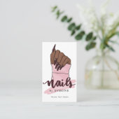 爪、 ネイル技術ネイルアーティスト美しいサロン赤面ピンクロゴ 名刺 (スタンド正面)