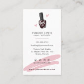 爪、 ネイル技術ネイルアーティスト美しいサロン赤面ピンクロゴ 名刺 (裏面)