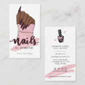 爪、 ネイル技術ネイルアーティスト美しいサロン赤面ピンクロゴ 名刺 (正面/裏面)