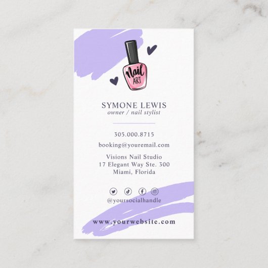 爪、 ネイル技術ネイルアーティスト美しい絵を描サロンブラシB 名刺 (裏面)