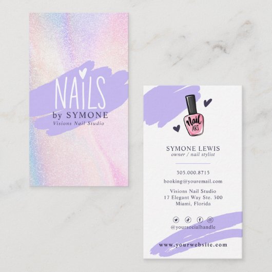 爪、 ネイル技術ネイルアーティスト美しい絵を描サロンブラシB 名刺 (正面/裏面)