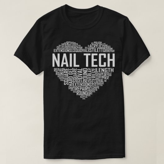 爪、 ネイル技術ハート Tシャツ (デザイン正面)